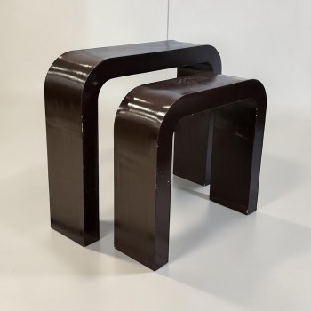 طاوله مدخل استقبال مقوس لون بني غامق قطعتين