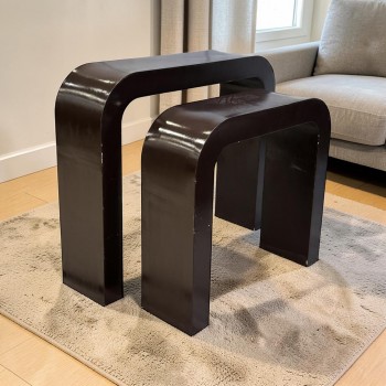 طاوله مدخل استقبال مقوس لون بني غامق قطعتين