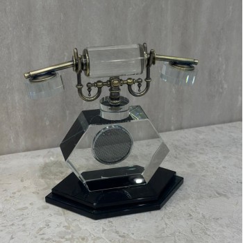 قطعة ديكور فاخرة مستوحاة من تصميم الهاتف الكلاسيكي القديم، 22×23×12سم 