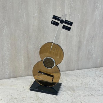 قطعة ديكور فنية بتصميم مبتكر مستوحى من آلة العود، 34×12×8سم 