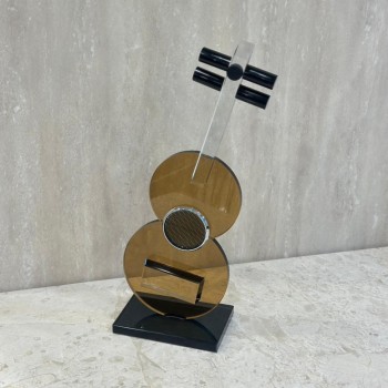 قطعة ديكور فنية بتصميم مبتكر مستوحى من آلة العود، 34×12×8سم 