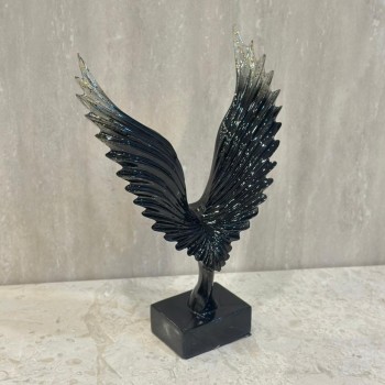 قطعة ديكور فنية بتصميم مميز يجسّد جناحين مفتوحين بانسيابية أنيقة، 32×7×9سم 