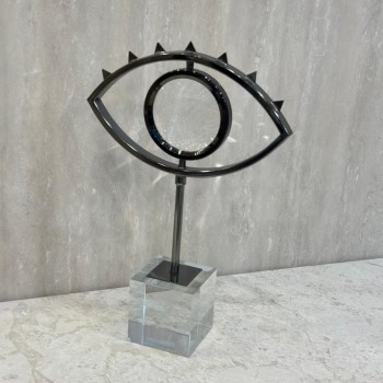 قطعة ديكور فنية بتصميم مستوحى من شكل العين بأسلوب عصري أنيق، 35×24×8سم 
