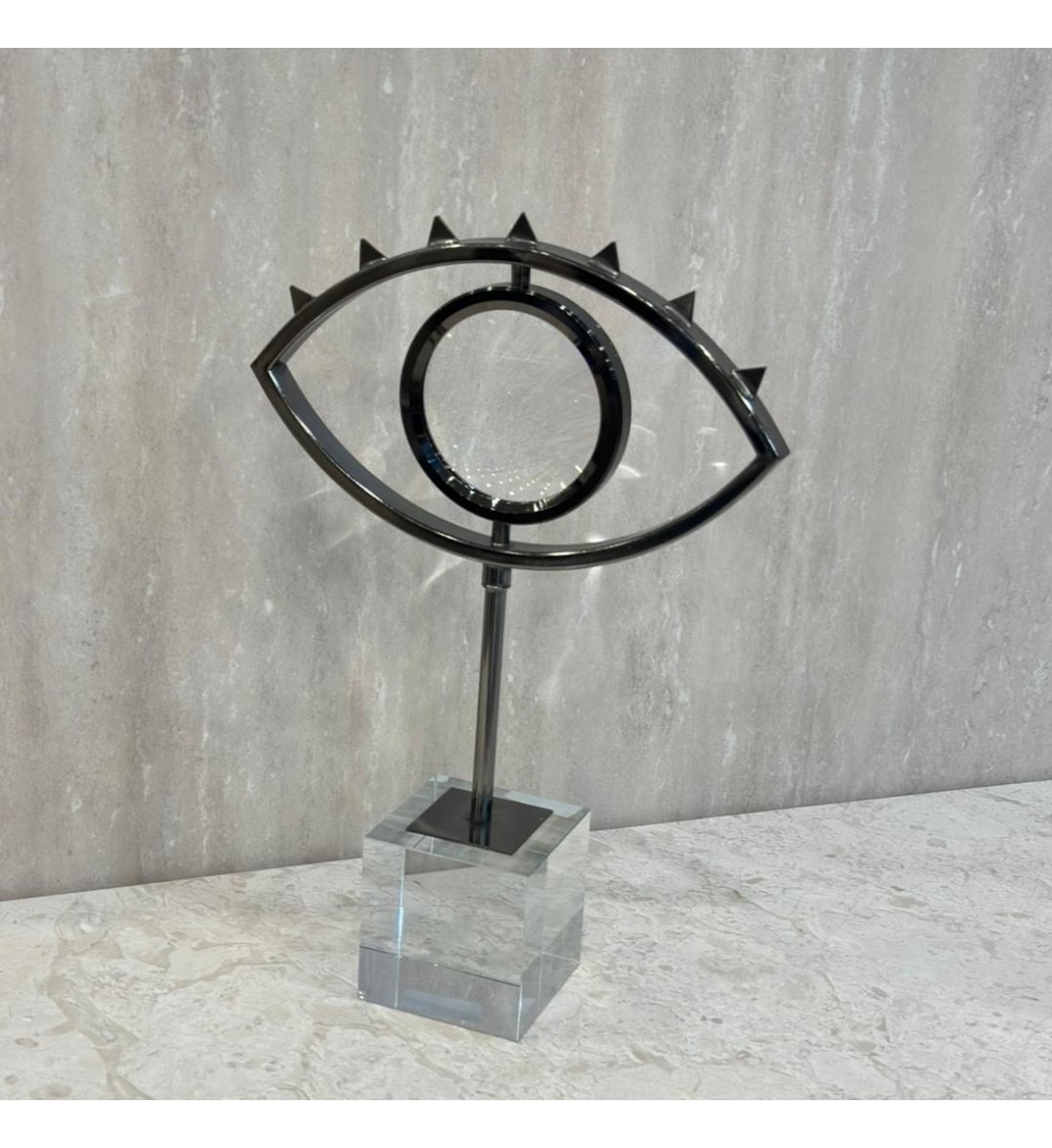 قطعة ديكور فنية بتصميم مستوحى من شكل العين بأسلوب عصري أنيق، 35×24×8سم 