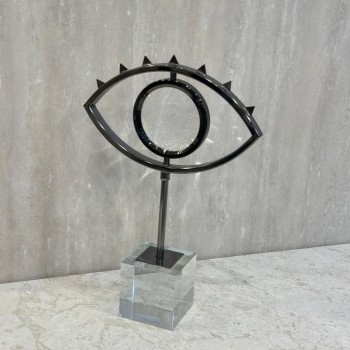 قطعة ديكور فنية بتصميم مستوحى من شكل العين بأسلوب عصري أنيق، 35×24×8سم 