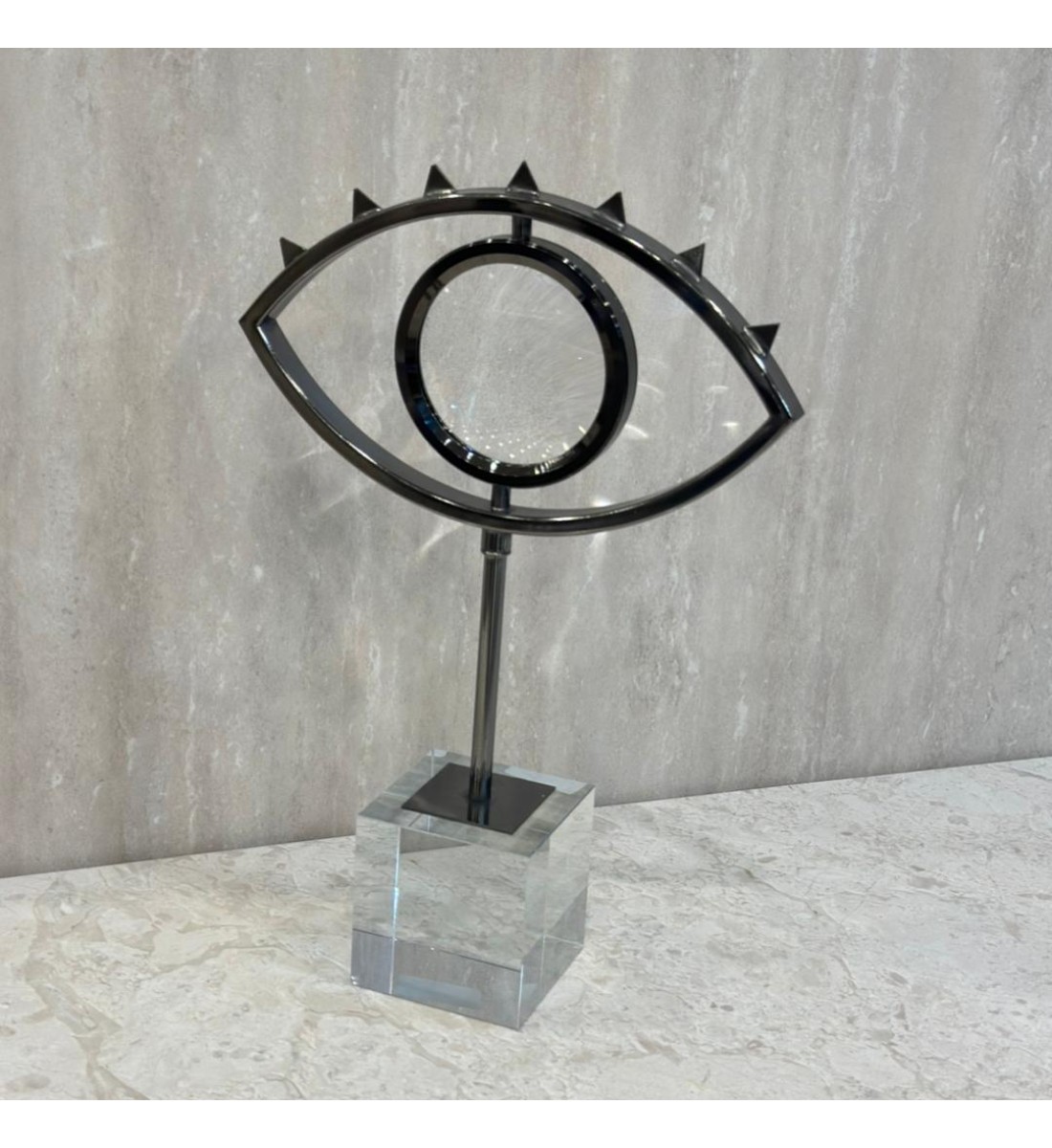 قطعة ديكور فنية بتصميم مستوحى من شكل العين بأسلوب عصري أنيق، 35×24×8سم 