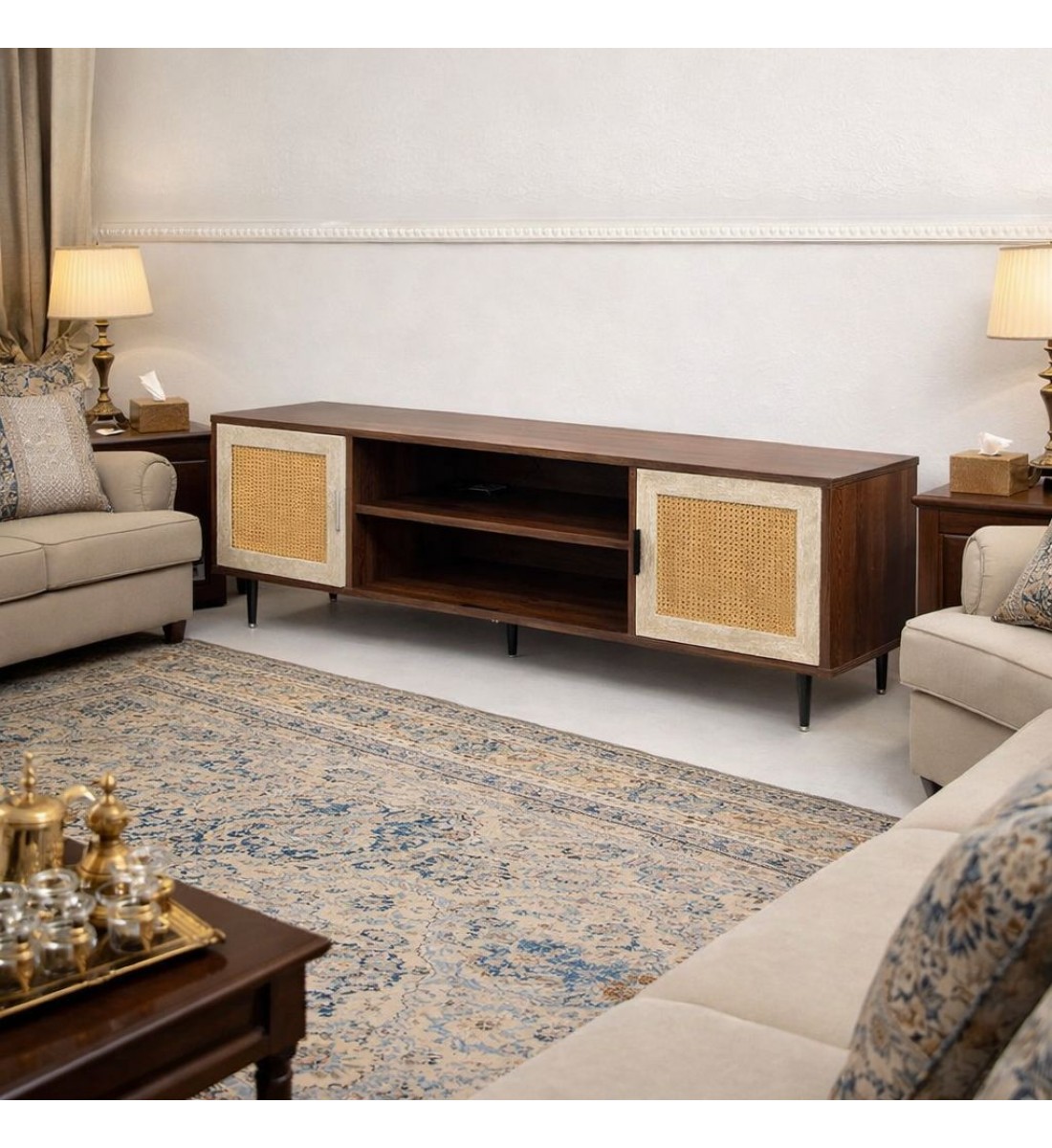 طاولة تلفاز خشبية 200×40×50سم طاولة تلفاز خشبية 200×40×50سم