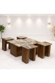 طقم طاولات ضيافة مع 4 خدمة قاعده خشب سطح رخام بريشا (منتج تفصيل )