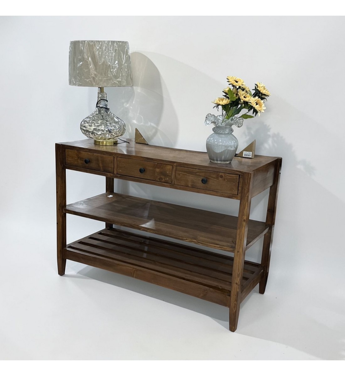 طاولة جانبية أنيقة مصنوعة من الخشب الطبيعي بلون بني دافئ125×55سم طاولة جانبية أنيقة مصنوعة من الخشب الطبيعي بلون بني دافئ125×55سم