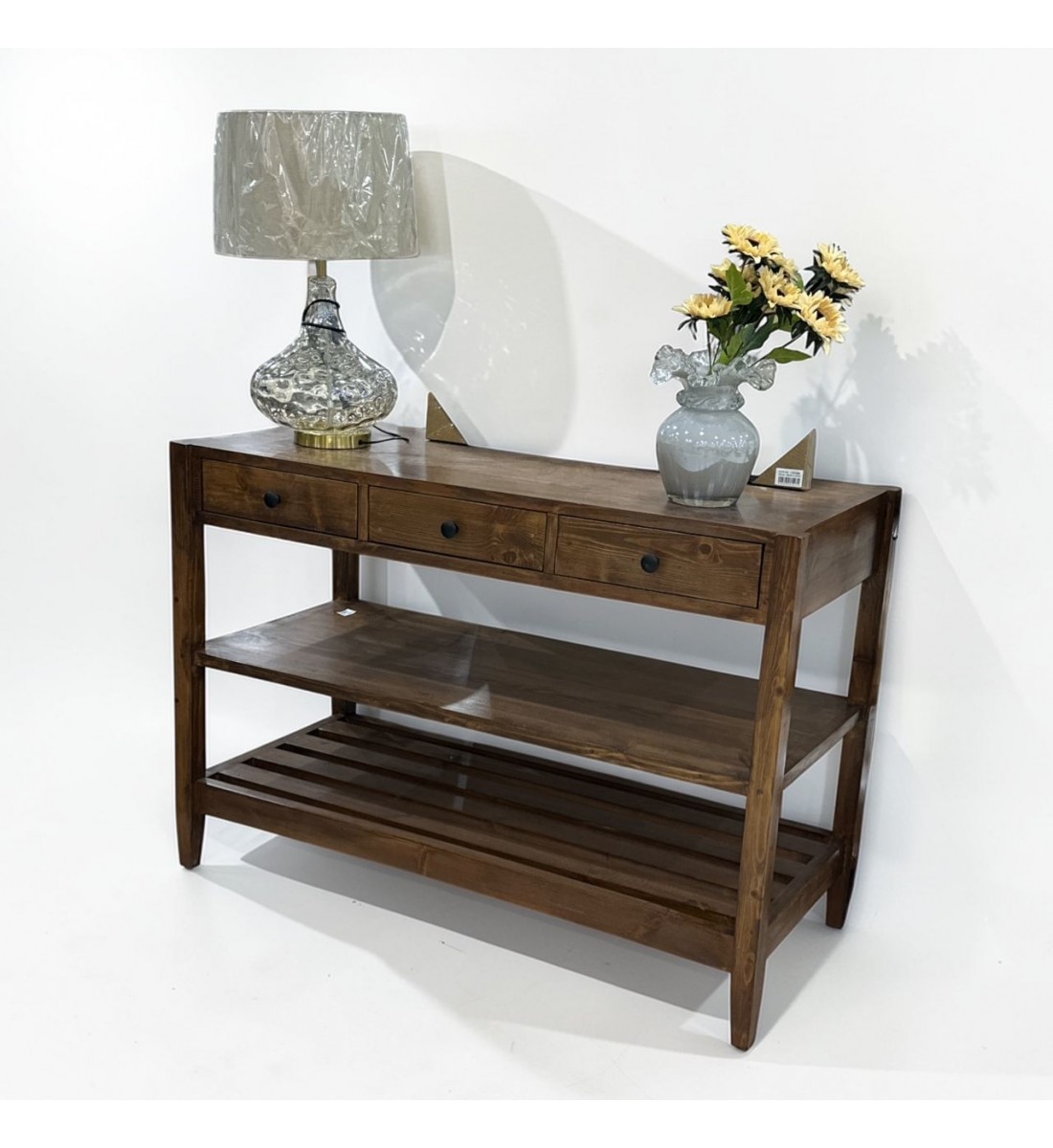 طاولة جانبية أنيقة مصنوعة من الخشب الطبيعي بلون بني دافئ125×55سم طاولة جانبية أنيقة مصنوعة من الخشب الطبيعي بلون بني دافئ125×55سم