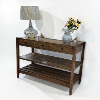 طاولة جانبية أنيقة مصنوعة من الخشب الطبيعي بلون بني دافئ125×55سم 