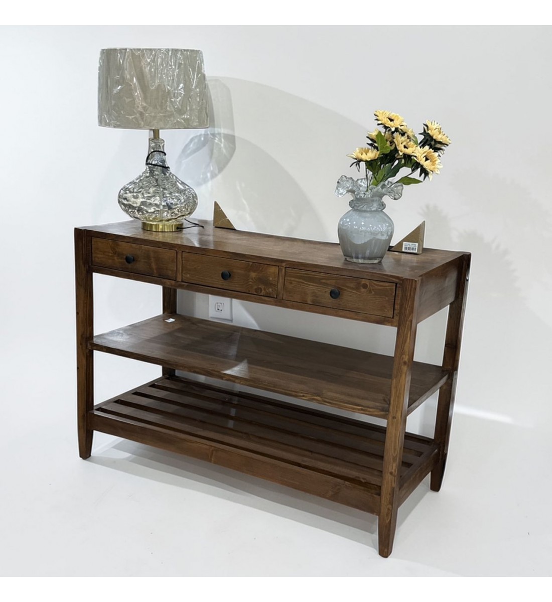 طاولة جانبية أنيقة مصنوعة من الخشب الطبيعي بلون بني دافئ125×55سم طاولة جانبية أنيقة مصنوعة من الخشب الطبيعي بلون بني دافئ125×55سم