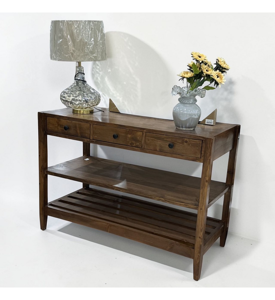 طاولة جانبية أنيقة مصنوعة من الخشب الطبيعي بلون بني دافئ125×55سم طاولة جانبية أنيقة مصنوعة من الخشب الطبيعي بلون بني دافئ125×55سم