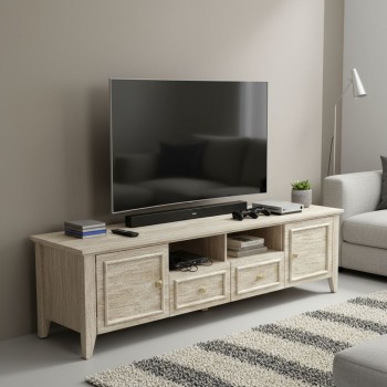 وحدة طاولة تليفزيون بلازما بتصميم عملي مع ادراج ودرف تخزين لتنظيم الشاشة والأجهزة – مقاس 160×40×45 سم