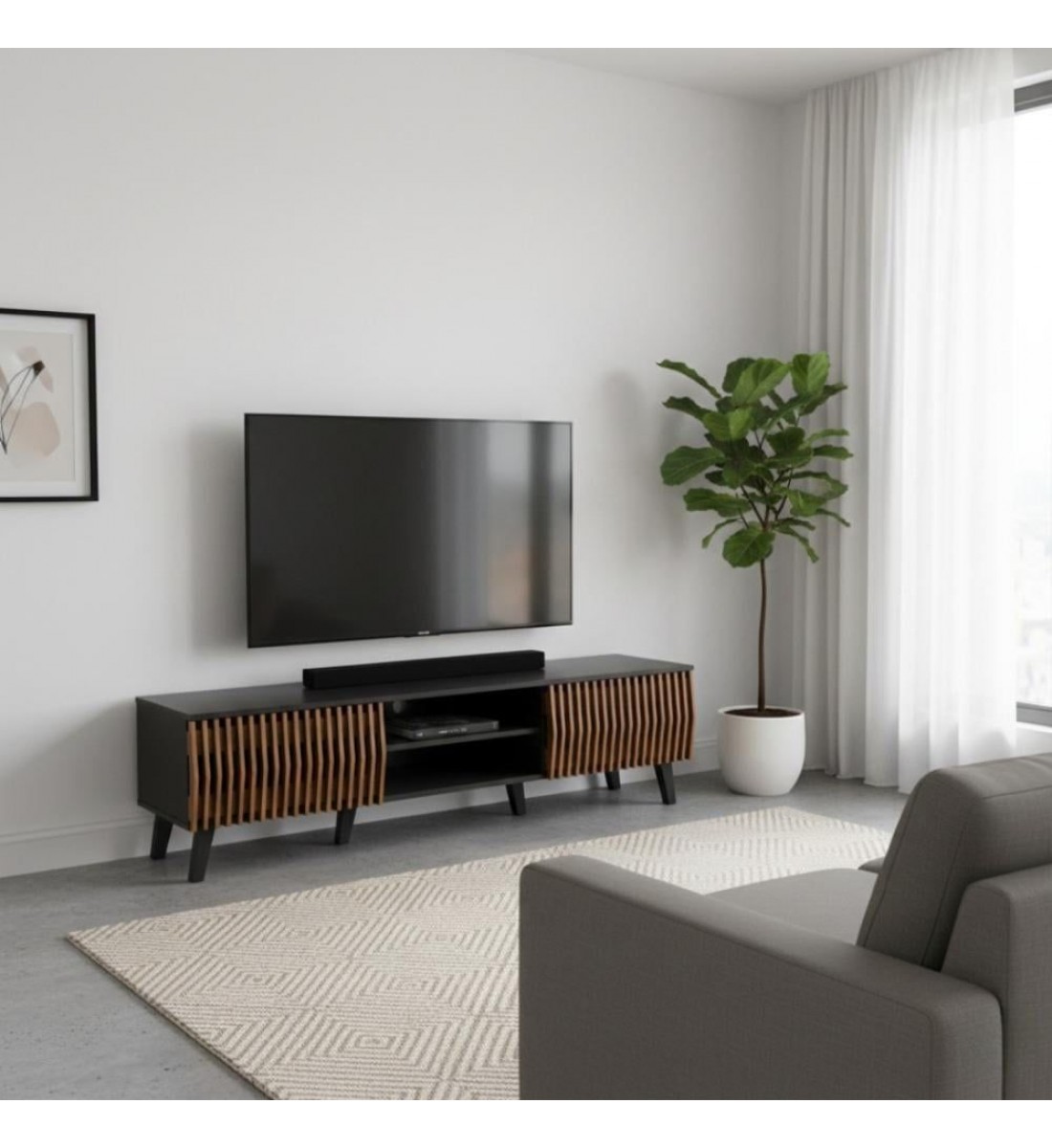 طاولة تلفاز فاخره180سم بتصميم مميز وعصرى180سم