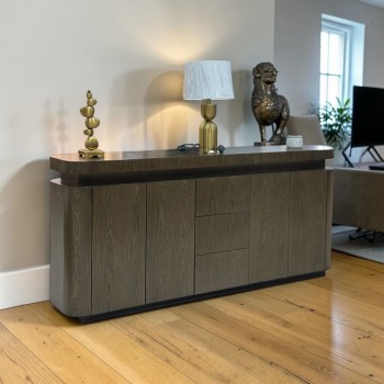 طاولة بوفيه عصرية بتصميم أنيق تجمع بين البساطة والفخامة، مصنوعة من خشب قشره الجوز 200×40×90سم 