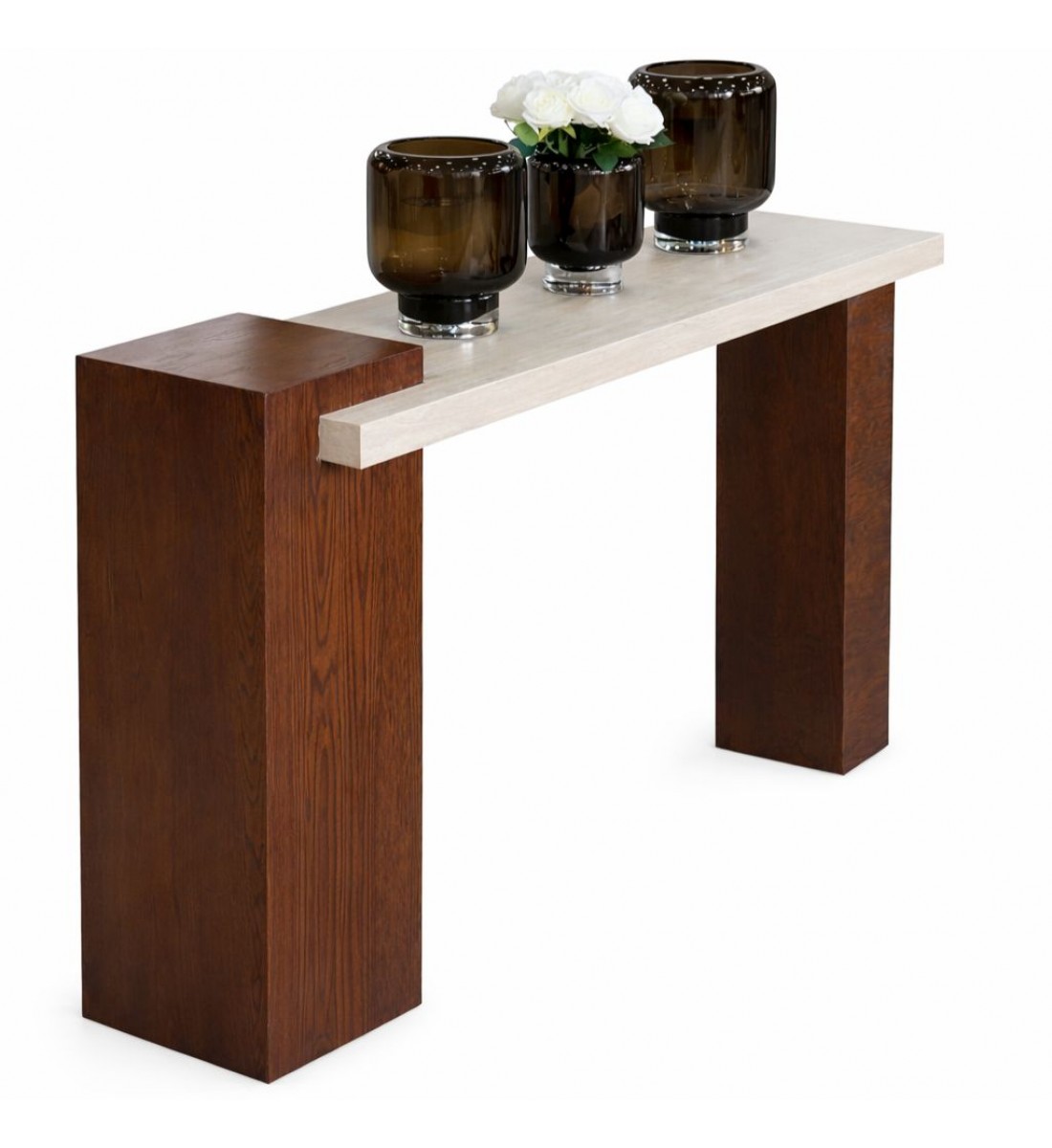 مدخل خشب سنديان بني مع سطح بديل رخام :120×90×40سم 