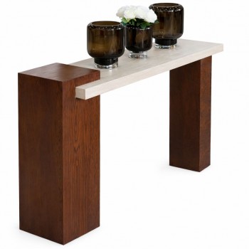 مدخل خشب سنديان بني مع سطح بديل رخام :120×90×40سم 