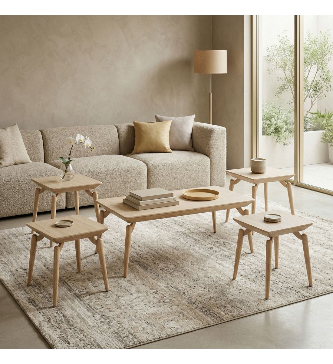 طقم طاولات القهوة 4+1 رخام مزيج الفخامة والحداثة