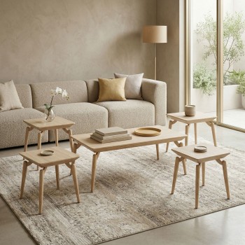 طقم طاولات القهوة 4+1 رخام مزيج الفخامة والحداثة