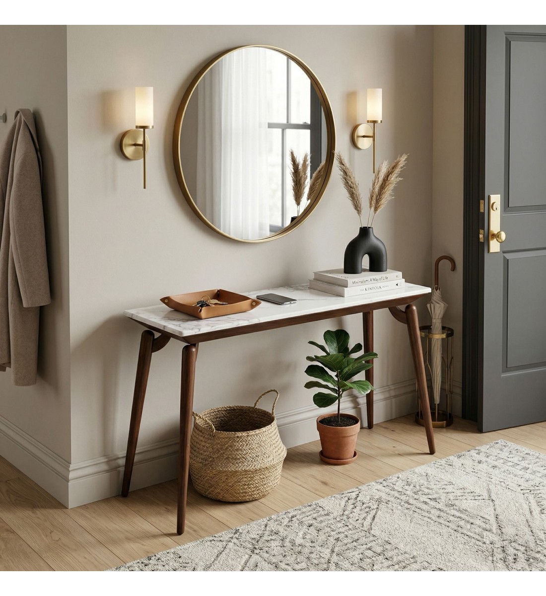 طاولة كونسول رخام لمسة عصرية تُكمل فخامة منزلك120×40×78سم 