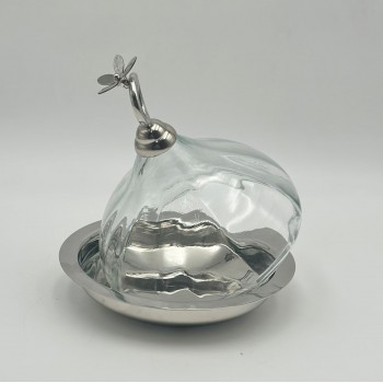 صحن تقديم معدنية فاخرة – تصميم أنيق وعصري18×18×21سم 