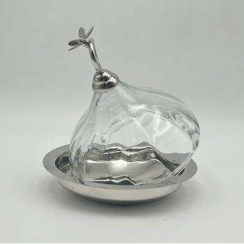 صحن تقديم معدنية فاخرة – تصميم أنيق وعصري18×18×21سم 