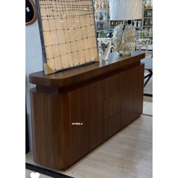 طاولة بوفيه عصرية بتصميم أنيق تجمع بين البساطة والفخامة، مصنوعة من خشب قشره الجوز  لون بني 200×40×90سم 