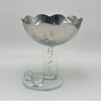 صحن تقديم معدنية فاخرة – تصميم أنيق وعصري 19×17×17سم 