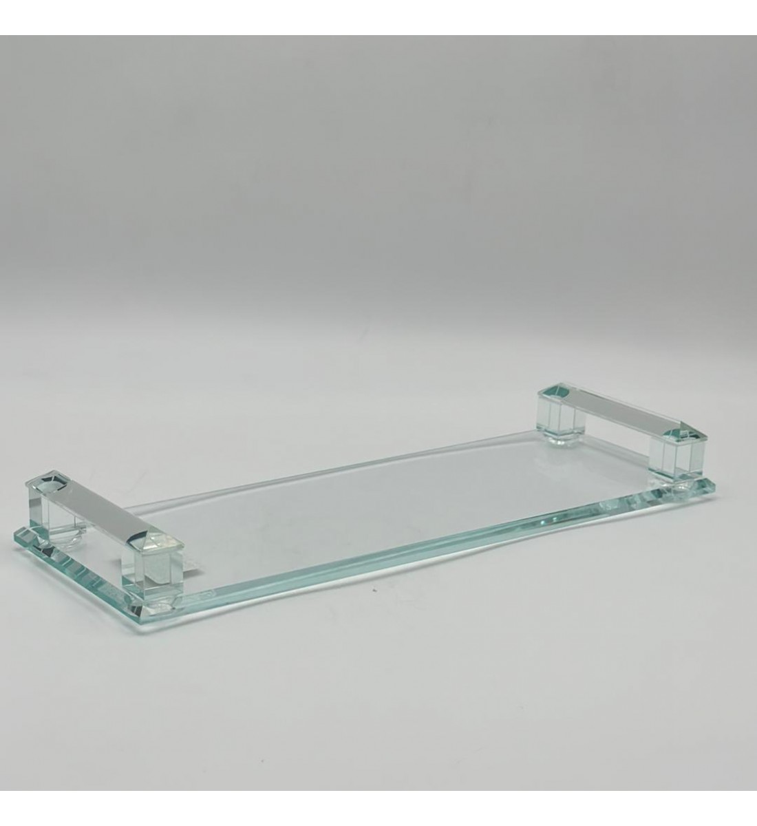 صينية تقديم أنيقة بتصميم عصري مصنوعة من الزجاج الشفاف34×12×4سم 