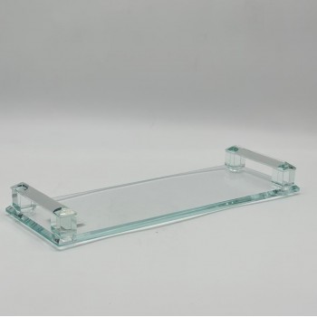 صينية تقديم أنيقة بتصميم عصري مصنوعة من الزجاج الشفاف34×12×4سم 