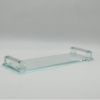 صينية تقديم أنيقة بتصميم عصري مصنوعة من الزجاج الشفاف34×12×4سم 