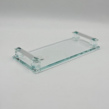 صينية تقديم أنيقة بتصميم عصري مصنوعة من الزجاج الشفاف28×12×5سم 