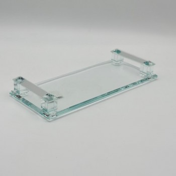 صينية تقديم أنيقة بتصميم عصري مصنوعة من الزجاج الشفاف28×12×5سم 