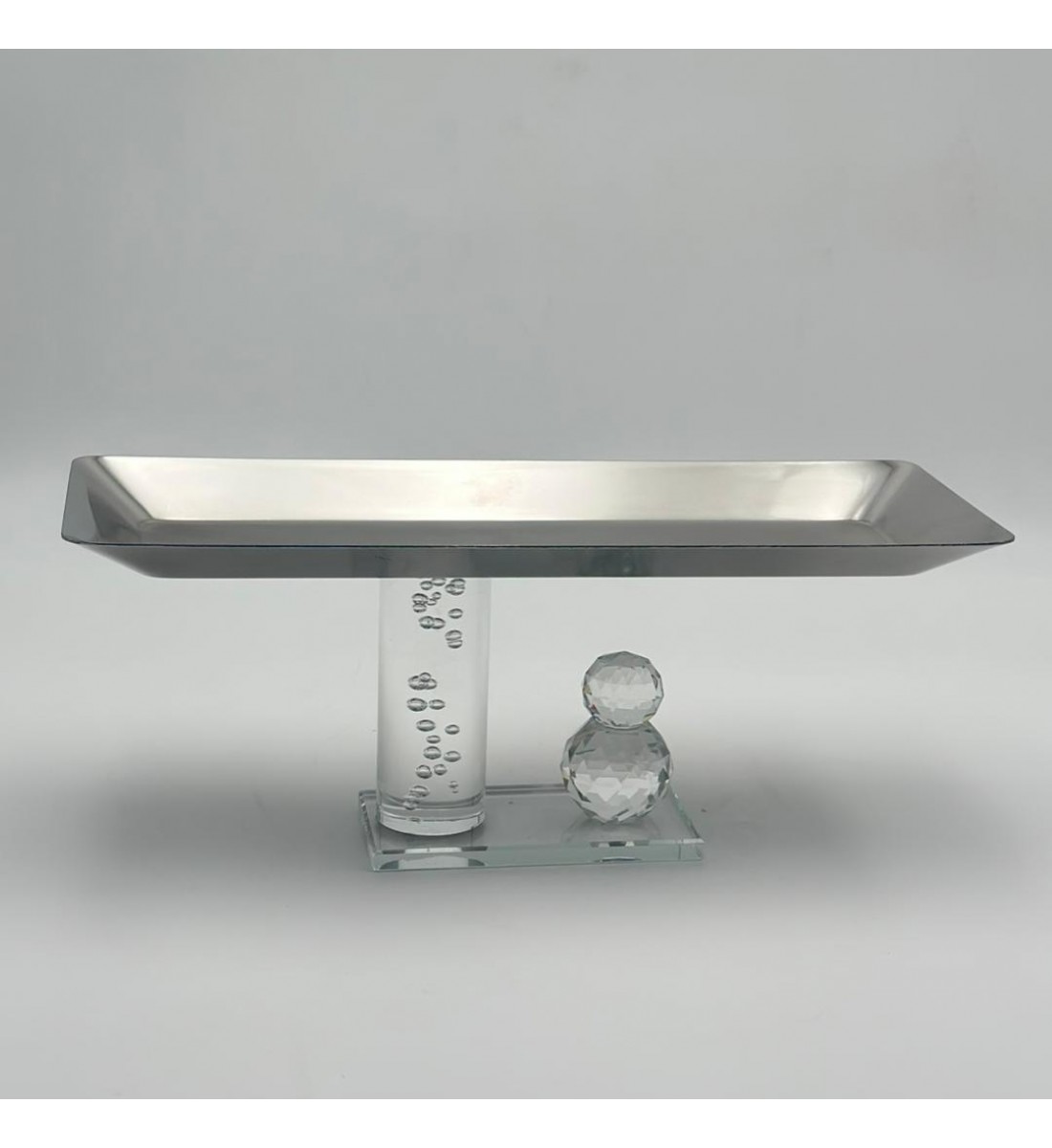 صحن تقديم معدنية فاخرة – تصميم أنيق وعصري32×12×12سم 