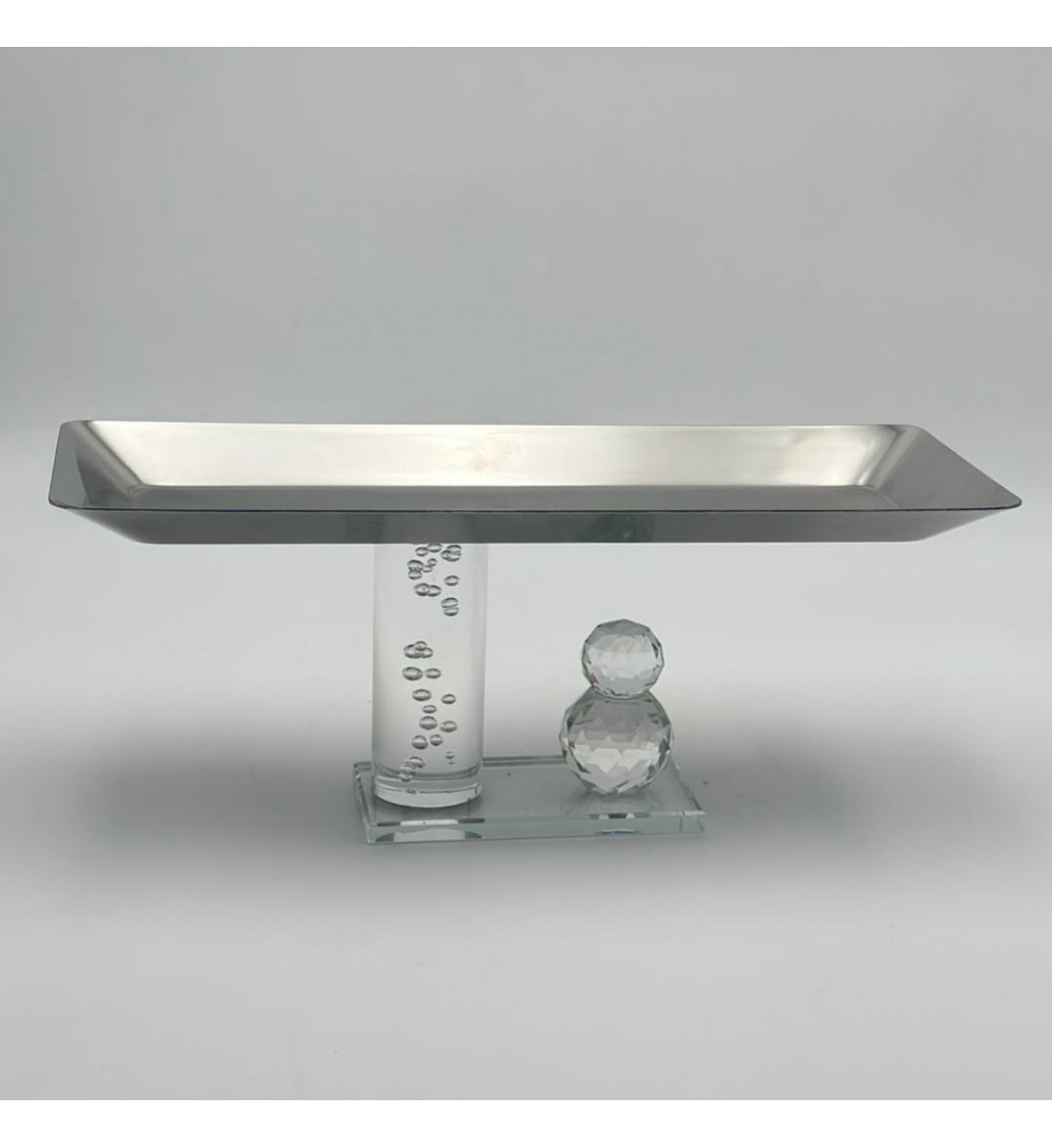 صحن تقديم معدنية فاخرة – تصميم أنيق وعصري32×12×12سم 