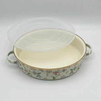 صينية تقديم دائرية بغطاء عملي بتصميم أنيق ولمسة ناعمة28×28×7سم 