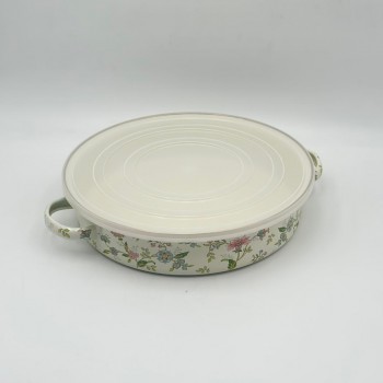 صينية تقديم دائرية بغطاء عملي بتصميم أنيق ولمسة ناعمة28×28×7سم 