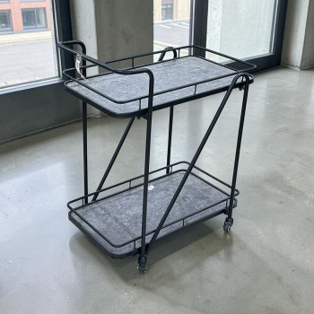 عربيه تقديم خشب  رمادي هيكل حديد اسود 70×40×85سم 