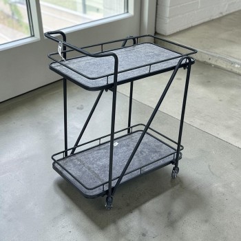 عربيه تقديم خشب  رمادي هيكل حديد اسود 70×40×85سم 