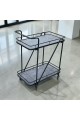 عربيه تقديم خشب  رمادي هيكل حديد اسود 70×40×85سم 
