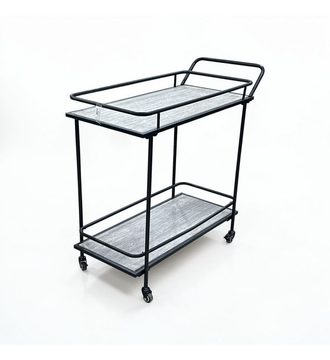 عربيه تقديم خشب  رمادي هيكل حديد اسود 83×40×80سم 