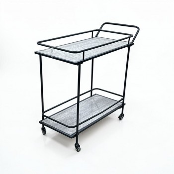 عربيه تقديم خشب  بيج هيكل حديد اسود 83×40×80سم 