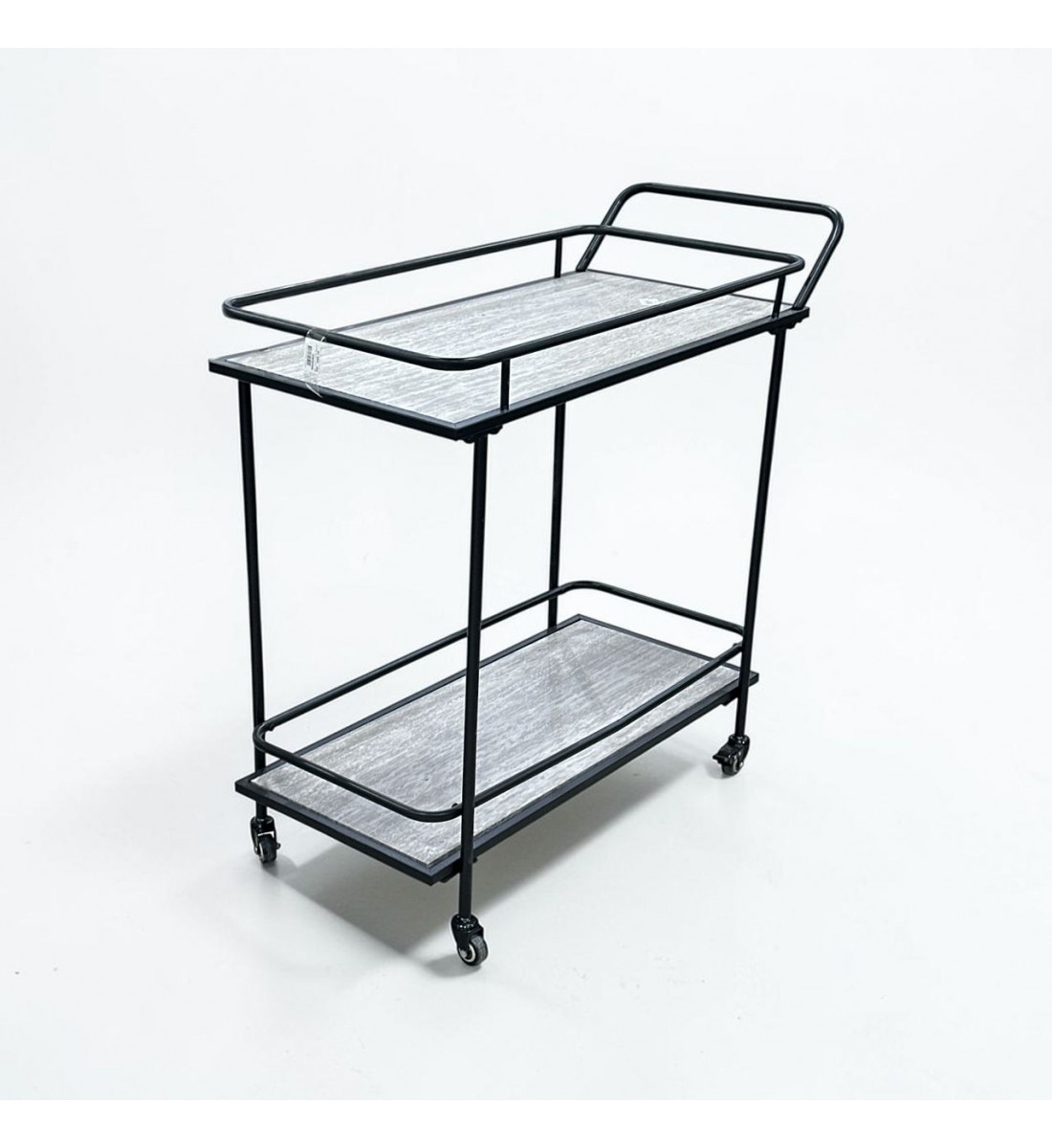 عربيه تقديم خشب  رمادي هيكل حديد اسود 83×40×80سم 