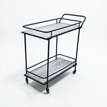 عربيه تقديم خشب  رمادي هيكل حديد اسود 83×40×80سم 