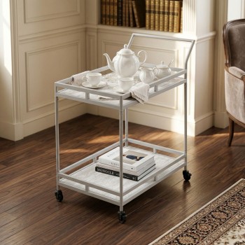 عربيه تقديم خشب  بيج هيكل حديد بيج  80×35×75سم 