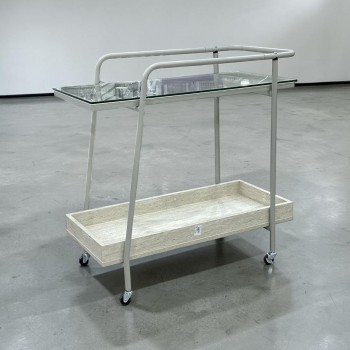 عربة تقديم زجاج بتفصيل رخامي عصرية 80×35×75سم