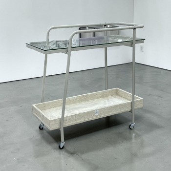 عربة تقديم زجاج بتفصيل رخامي عصرية 80×35×75سم