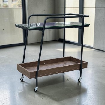 عربة تقديم زجاج بتفصيل رخامي عصرية 80×35×75سم