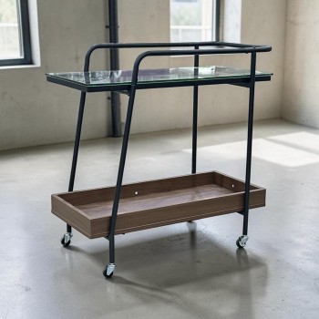 عربة تقديم زجاج بتفصيل رخامي عصرية 80×35×75سم